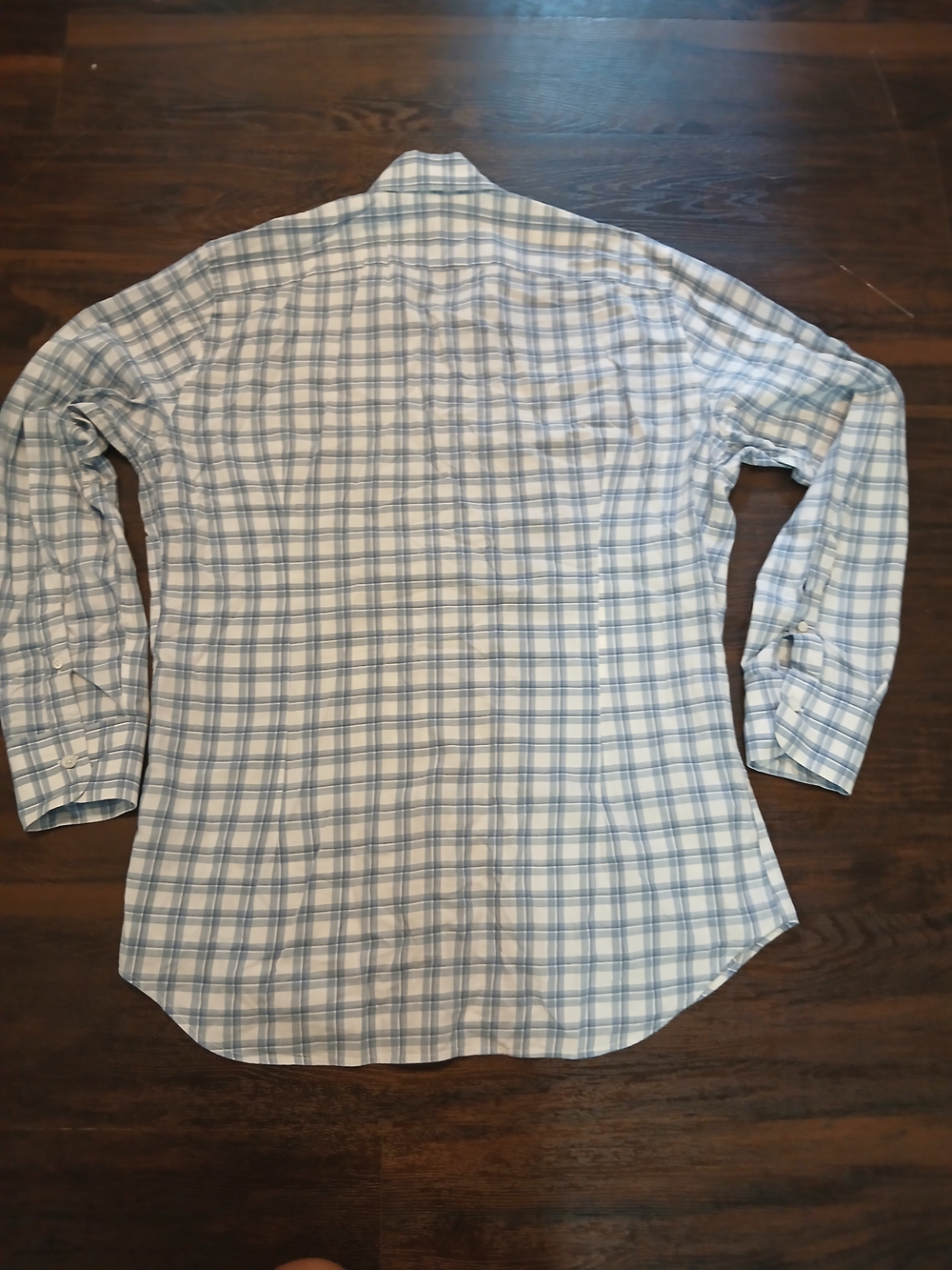 Canali Light Blue and White Plaid Button-Up Shirt - Picture 4 of 7